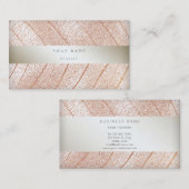 Leaf Pink Rose Gold Pearl Delicate Script Visitenkarte (Vorne/Hinten)