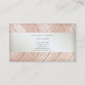 Leaf Pink Rose Gold Pearl Delicate Script Visitenkarte (Rückseite)