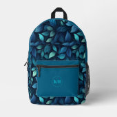 Leaf Print Rucksack | Botanisches Muster Schulranz (Vorderseite)