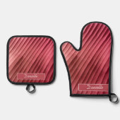 Leaf Red Diagonal Ofenhandschuh & Topflappen-Set (Vorderseite)
