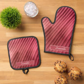 Leaf Red Diagonal Ofenhandschuh & Topflappen-Set (Oben Unten)