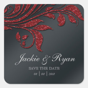 Leaf Rett Date Wedding Stickers Red Sparkle Xmas 2