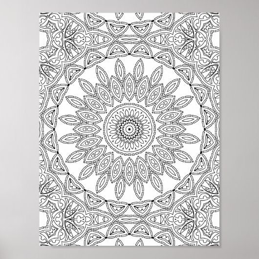 Leaf Ring Mosaic Coloring Page Pattern Design Poster (Vorne)
