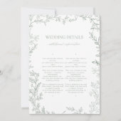 Leaf Sage Green Elegant Monogram Details Hochzeit Einladung (Rückseite)