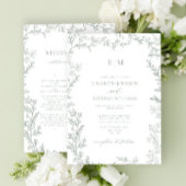 Leaf Sage Green Elegant Monogram Details Hochzeit Einladung