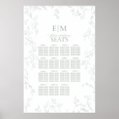 Leaf Sage Green elegante Monogram Wedding Seating Poster (Vorne)