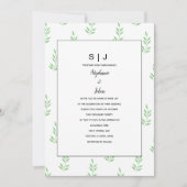 Leaf Sage Green Monogram Minimal Wedding 2024 Einladung (Vorderseite)