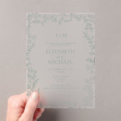 Leaf Sage Green Monogram Post Wedding Brunch Acryleinladungen (Insitu (Handheld))