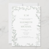 Leaf Sage Green Monogram Post Wedding Brunch Einladung (Vorderseite)