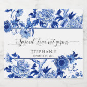 Leaf Sanitizer von Navy Blue White Asian Floral Bi Schaumweinetikett (Einzelnes Label)