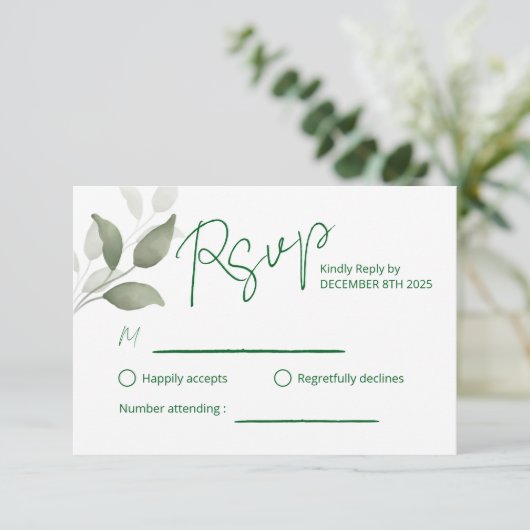 Leaf simple RSVP karte (Stehend Vorderseite)