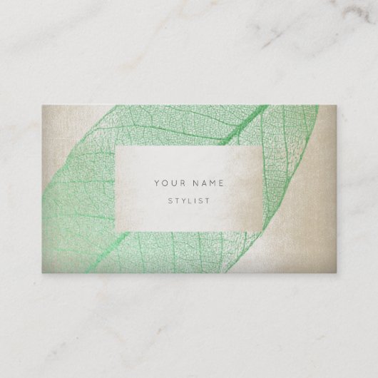 Leaf Skeletron Mint Ivory Pastel Delicate Glam Terminkarte (Vorderseite)