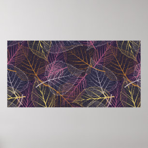 Leaf Skelett nahtlos Muster, Hintergrund mit Spalt Poster