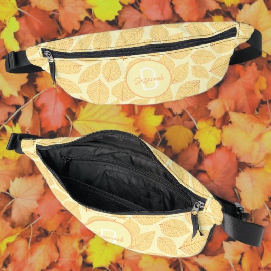 Leaf Skelettmuster mit Anfangsmonogramm Bauchtasche
