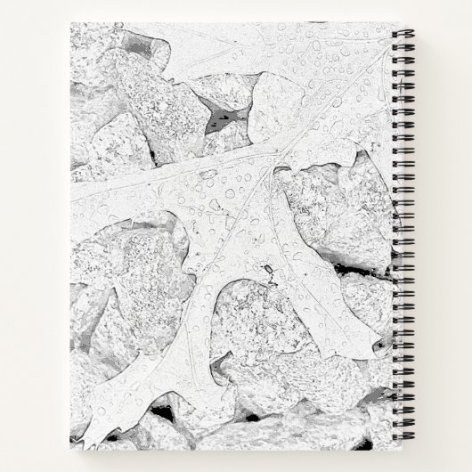 Leaf Sketch Schwarz-Weiß Notizbuch (Rückseite)