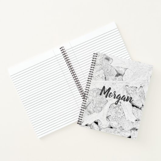 Leaf Sketch Schwarz-Weiß Notizbuch (Innenseite)