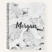 Leaf Sketch Schwarz-Weiß Notizbuch (Vorderseite)