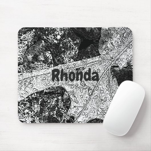 Leaf-Skizze in Schwarz und Weiß Mousepad (Mit Mouse)