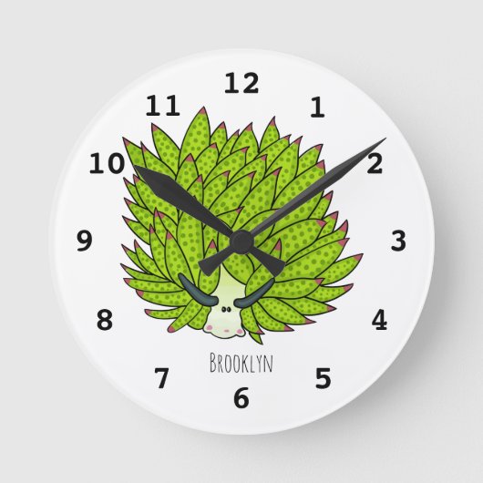 Leaf slug cartoon illustration runde wanduhr (Vorderseite)