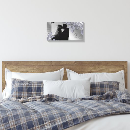 Leaf Sparkle Print Anniversary Silver Blätter Leinwanddruck (Insitu (Schlafzimmer))