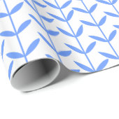 Leaf Stems - Baby Blue on White Geschenkpapier (Rolleneckpunkt)
