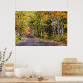 Leaf Streckenschotterstraße mit Herbstfarbe Poster (Küche)