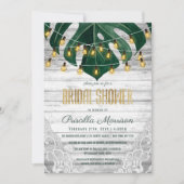 Leaf String Lights Lace Brautparty Einladung (Vorderseite)
