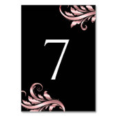 Leaf Swirl Wedding Tischnummer Black Pink (Rückseite)