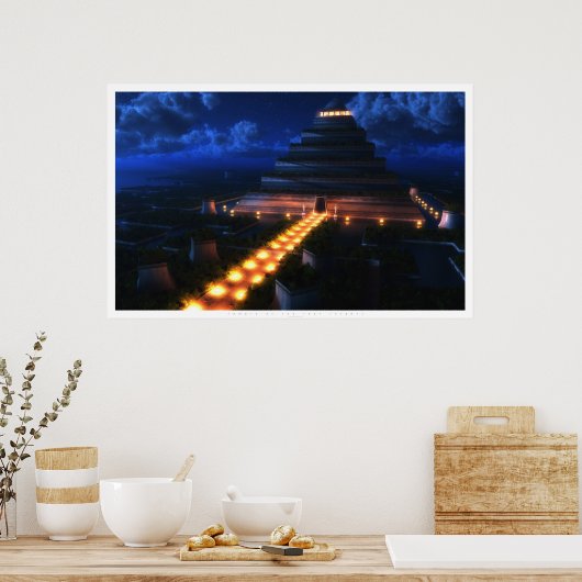 Leaf-Tempel (Nacht) Poster (Küche)