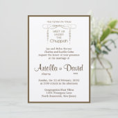 Leaf Verlasse Chuppah Jewish Hebrew Wedding Invite Einladung (Stehend Vorderseite)
