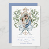 Leaf-Wappen mit/Bow Danke-Karte Save The Date (Vorne/Hinten)