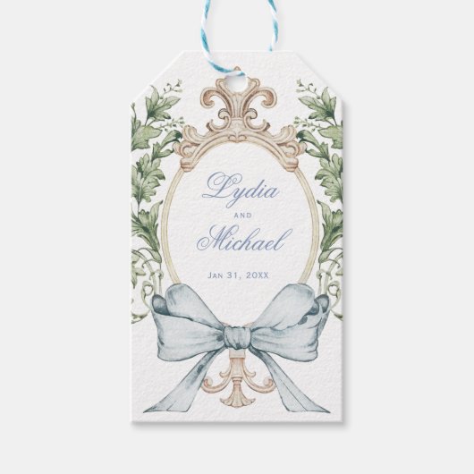 Leaf Wappen mit Bow | Hochzeit Geschenkanhänger (Vorderseite)