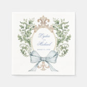 Leaf Wappen mit Bow | Hochzeit Serviette (Vorderseite)