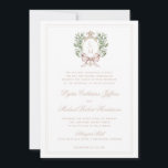 Leaf-Wappen mit Bow Tan Text | Monogramm-Hochzeit Einladung<br><div class="desc">Das elegante Aquarellmonogramm-Wappen verleiht dieser Hochzeitseinladung einen wunderschönen und zeitlosen Look, den jede raffinierte Braut Liebe bekommt. Personalisieren Sie diese Einladung mit Ihren Initialen im Wappen oben. Die Farben sind hellblau, grün, goldgelb und braun. Wenn Sie Fragen haben oder Hilfe bei der Anpassung dieser Einladung benötigen, wenden Sie sich bitte...</div>