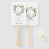 Leaf Wappen Monogram Wedding Fächer (Vorne und Hinten)