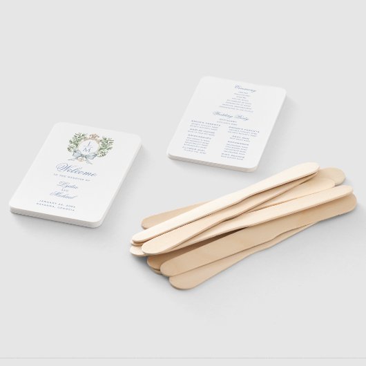 Leaf Wappen Monogram Wedding Program Fächer (Non-assembled)