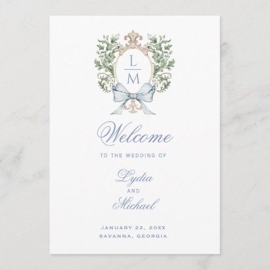 Leaf Wappen Monogram Wedding Program Programm (Vorderseite)