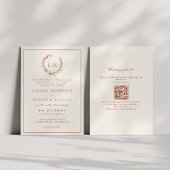 Leaf Wappen Terracotta & Cream Qr Code Hochzeit Einladung