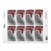 Leaf Wedding Wine Label Sparkle Red Silver (Vorne)