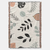Leaf Whisper – Minimal Botanical Line Art Blanket Decke (Vorderseite Vertikal)