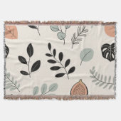 Leaf Whisper – Minimal Botanical Line Art Blanket Decke (Vorderseite)