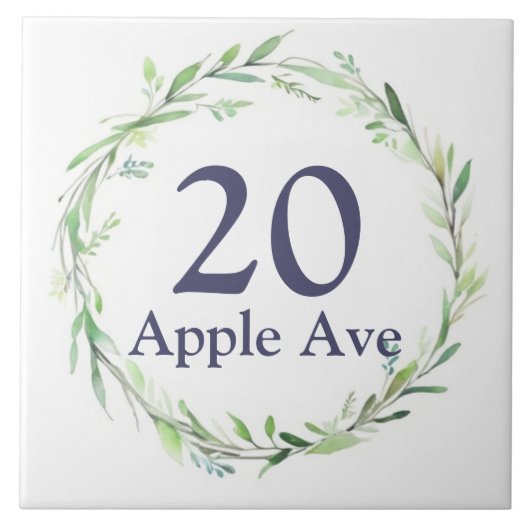 Leaf Wreath Custom House Number Platine Address Si Fliese (Vorderseite)