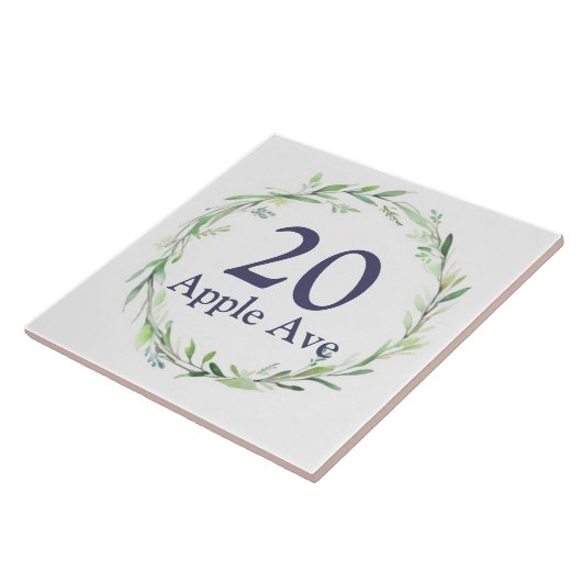 Leaf Wreath Custom House Number Platine Address Si Fliese (Seite)