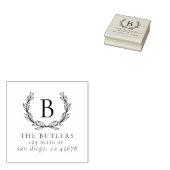 Leaf Wreath Initial Rücksendeadresse Briefmarke Gummistempel (Stempel)