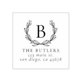 Leaf Wreath Initial Rücksendeadresse Briefmarke Gummistempel (Prägung)