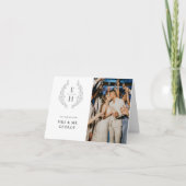 Leaf Wreath Monogram Foto Wedding Dankeskarte (Vorderseite)