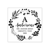 Leaf Wreath Wedding Monogram | Anschrift Gummistempel (Prägung)