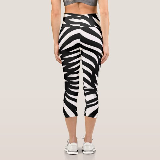 Leaf Zebra Stripes Stil Capri Leggings (Rückseite)