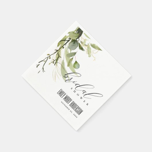LEAFEN GOLD FOLIAGE WATERCOLOR BRAUTPARTY SERVIETTE (Ecke)