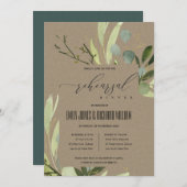 LEAFEN GREEN FOLIAGE WATERCOLOR PROBE DINNER EINLADUNG (Vorne/Hinten)